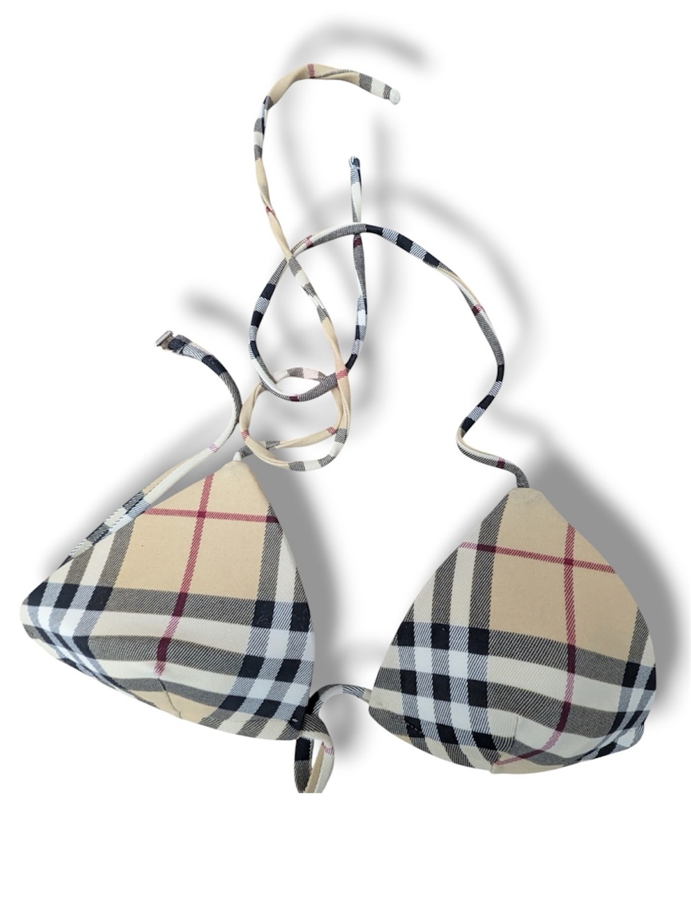 Burberry Beige Plaid Triangle Bikini Top. Brand New